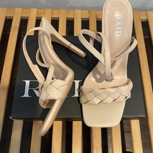 Raid Wide Fit Judy Plaited heeled sandals in beige